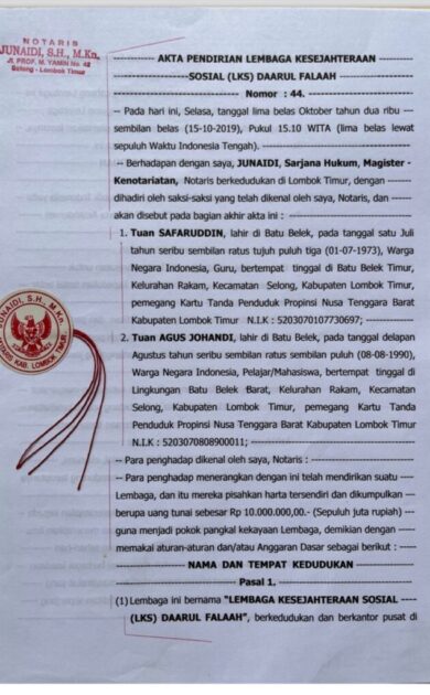 AKTA NOTARIS LEMBAGA